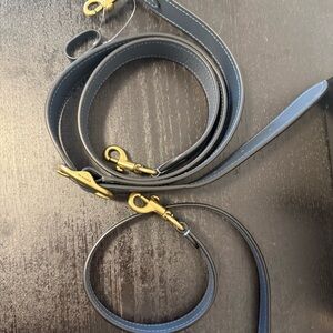 2 coach leather blue bag straps ONLY